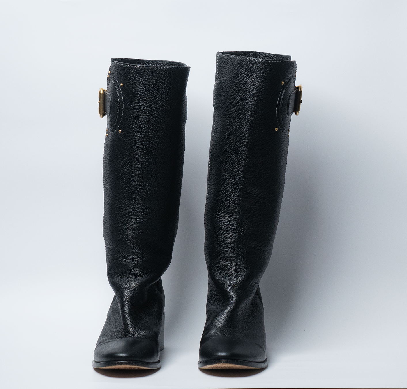 Chloe Pebbled Leather Black Boots