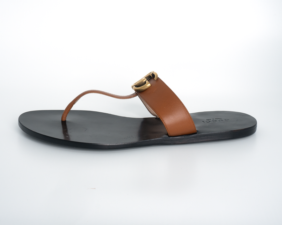 Gucci Calfskin GG Marmont Thong Sandals