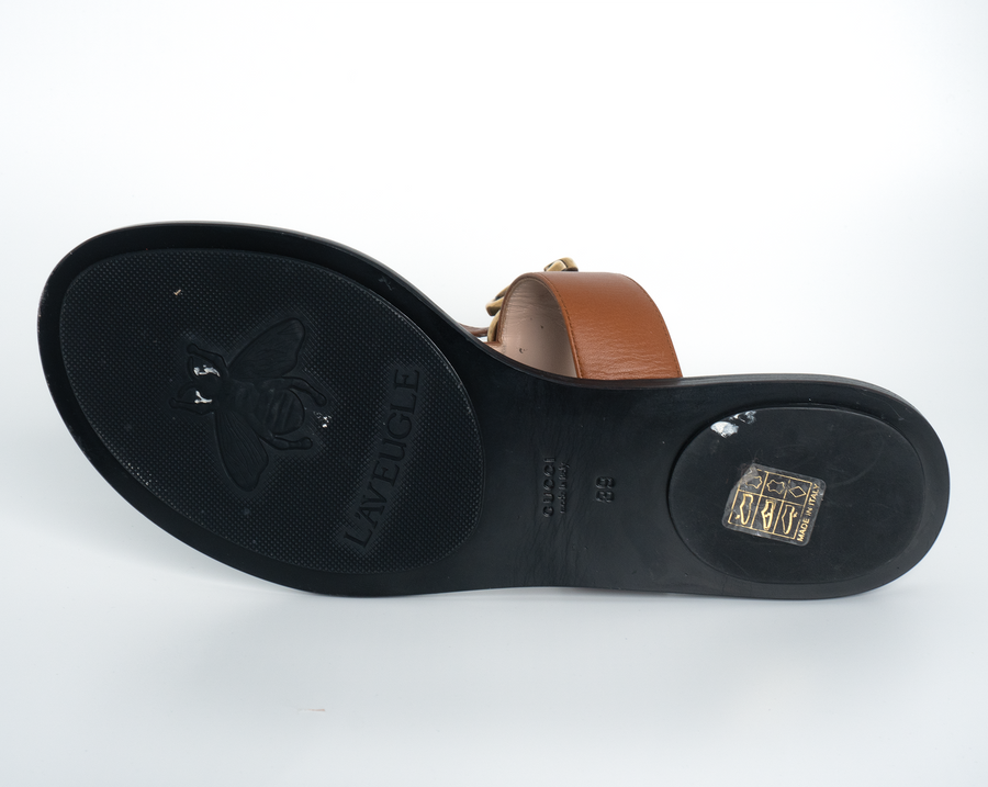 Gucci Calfskin GG Marmont Thong Sandals