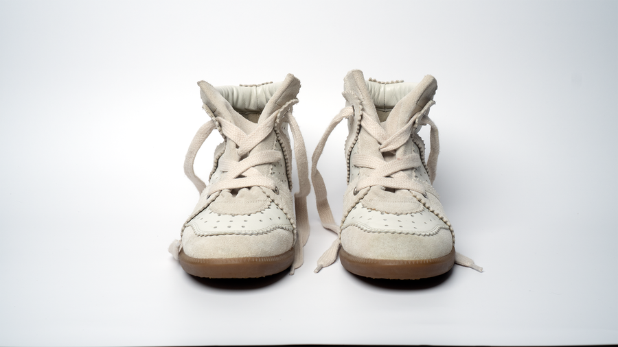 Isabel Marant  Bobby Wedge Suede Sneaker- Cream