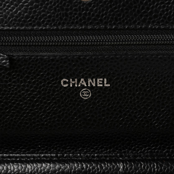 Chanel Caviar Quilted Wallet on Chain - Black