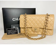 Chanel Lambskin Medium Classic Double Flap- Beige