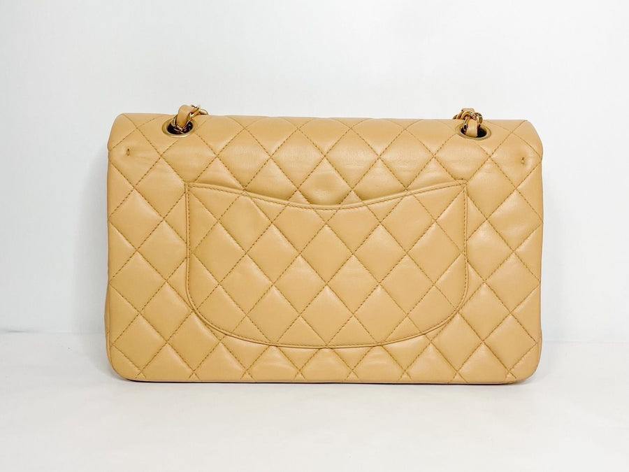 Chanel Lambskin Medium Classic Double Flap- Beige